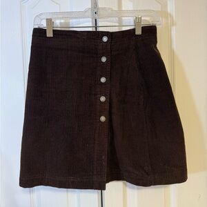 GAP - Casual Retro Soft Vintage Style Brown Corduroy Button-Front Mini Skirt